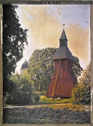 RECORD DATE NOT STATED Between Sala and Stockholm, Sweden Religious Edifice and Campanile , 1910 - Voyage of Albert Kahn and Auguste LÃ on in Scandinavia - (August 9 - September 14) (French - ï»¿Entre Sala et Stockholm , Suede Edifice religieux et campanile). Church, agriculture , breeding, bell tower, Economic activity, Sala to Stockholm. Church Copyright: xpiemagsx AKahnlpie020223-5221 !ACHTUNG AUFNAHMEDATUM GESCHÄTZT!