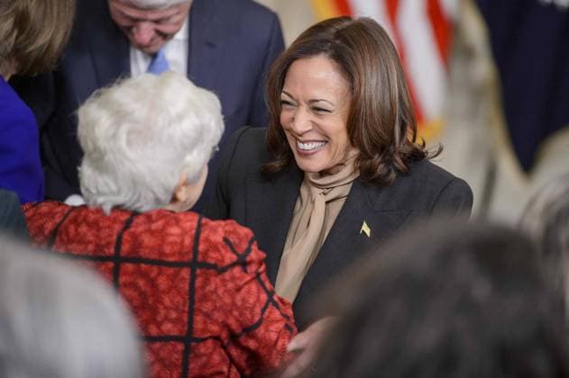 Vice President Kamala Harris embraces Judith Lichtman, an American attorney specializing in women s rights and who was influential in passing the Family Medical Leave Act, during an event celebrating the 30th anniversary of the Family and Medical Leave Act (FMLA) in the East Room of the White House in Washington, DC on Thursday, Feb. 2, 2023. The FMLA, the first piece of legislation Clinton signed into law, allows workers to take up to 12 weeks of job protected, unpaid leave for specific family and medical reasons.  WAP20230202337 BONNIExCASH