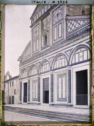 RECORD DATE NOT STATED Florence, Italie Facade de la Basilique San Miniato al Monte , 1913 - Balkans, Italy - Jean Brunhes and Auguste LÃ on - (September - October 23) (French - ï»¿Florence , Italie Facade de la basilique San Miniato al Monte). Church, Christianity, Mosaic, Religious Architecture, Religion , Habitat , Architecture, Italie, Florence, S. Miniato Copyright: xpiemagsx AKahnlpie020223-15924 !ACHTUNG AUFNAHMEDATUM GESCHÄTZT!