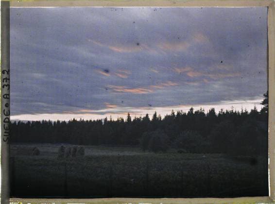 RECORD DATE NOT STATED Between Uppsala and Alvkarleby, Sweden landscape at dusk , 1910 - Voyage of Albert Kahn and Auguste LÃ on in Scandinavia - (August 9 - September 14) (French - ï»¿Entre Uppsala et Alvkarleby , Suede Paysage au crÃ puscule). Landscape, sunset, Nature , Environment, Upsala road in Elfkarleo Copyright: xpiemagsx AKahnlpie020223-5133 !ACHTUNG AUFNAHMEDATUM GESCHÄTZT!