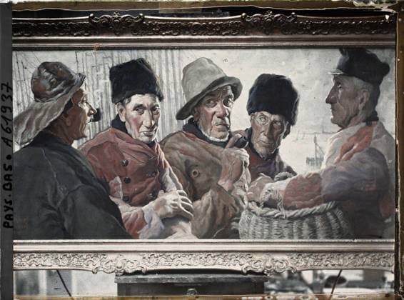 RECORD DATE NOT STATED Steendam, Netherlands a painting of the painter Hering , 1929 - Netherlands - StÃ phane Passet - (August 17-31) (French - ï»¿Volendam , Pays-Bas Un tableau du peintre Hering). Group portrait, painting, fishing , sea trades, man, Human beings, art, economic activity, Hollande, Marken, the last painting of the painter Hering Copyright: xpiemagsx AKahnlpie020223-17740 !ACHTUNG AUFNAHMEDATUM GESCHÄTZT!