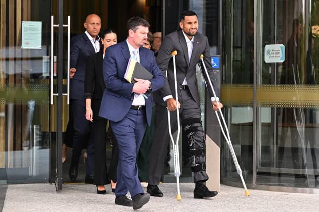NICK KYRGIOS COURT, Tennis star Nick Kyrgios leaves the ACT Magistrates Court in Canberra, Friday, February 3, 2023. Nick Kyrgios is due to make an application to have a common assault charge against him dismissed due to his mental health. ( NO ARCHIVING, EDITORIAL USE ONLY, NO USE IN BOOKS WITHOUT CONSENT CANBERRA ACT AUSTRALIA  Copyright: xMICKxTSIKASx 20230203001759358910