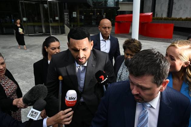 NICK KYRGIOS COURT, Tennis star Nick Kyrgios leaves the ACT Magistrates Court in Canberra, Friday, February 3, 2023. Nick Kyrgios is due to make an application to have a common assault charge against him dismissed due to his mental health. ( NO ARCHIVING, EDITORIAL USE ONLY, NO USE IN BOOKS WITHOUT CONSENT CANBERRA ACT AUSTRALIA  Copyright: xMICKxTSIKASx 20230203001759359201