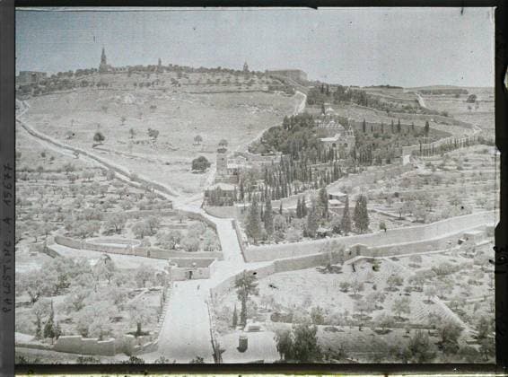RECORD DATE NOT STATED Jerusalem, Palestine Panorama du Gethsemani , 1918 - Near East, Egypt, Palestine, Cyprus - Paul Castelnau (photographic section of the armies) - (January 9 -October 6) (French - ï»¿JÃ rusalem , Palestine Panorama du Gethsemani). Landscape, park , garden, agglomeration panorama, vegetation , botany, Nature , Environment, Habitat , Architecture, Palestine, Jerusalem, Gethsemani and Mount of Oliviers Copyright: xpiemagsx AKahnlpie020223-267 !ACHTUNG AUFNAHMEDATUM GESCHÄTZT!