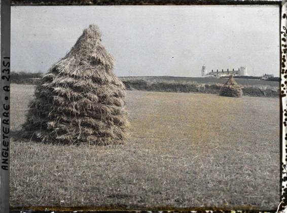 RECORD DATE NOT STATED Cornwall, England Hay Boots in a field , 1913 - England - Auguste LÃ on - (August 28 - September 3) (French - ï»¿Cornouailles , Angleterre Bottes de foin dans un champs). Agriculture , breeding, hay, shipwrecked image, field, Economic activity, England Copyright: xpiemagsx AKahnlpie020223-3307 !ACHTUNG AUFNAHMEDATUM GESCHÄTZT!