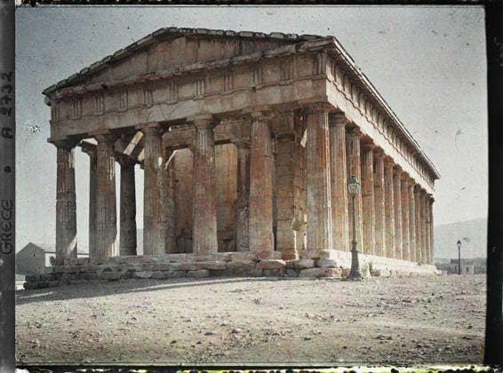 RECORD DATE NOT STATED Atowen, TurneÃ s, Gruction L MPS THROOPE THROOPROIF, ( TheienienÂ», La Foatel Exam Iasiess 20 , 1913 - Balkans, Italy - Jean Brunhes and Auguste LÃ on - (September - October 23) (French - ï»¿Athenes , Grece Le Temple d Hephaistos ( Â«TheseionÂ» ) , la facade ouest). Floor , Reverber, temple, archaeological vestige, portico, column, Greco-Roman polytheism, antiquity, pediment, religious architecture, Habitat , Architecture , Religion , Art, Greece, Athens, TheseÃ ion, view taken from the west (the temple which is best preserved) Copyright: xpiemagsx AKahnlpie020223-4331 !ACHTUNG AUFNAHMEDATUM GESCHÄTZT!