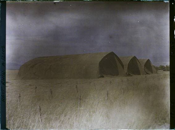 RECORD DATE NOT STATED Eglints, skin-rhin, asselance, francs Hancars Camouflaining (Route Linefortmarian) , 1917 - Alsace - Paul Castelnau (photographic section of the armies) - (June) (French - ï»¿Eglingen , Haut-Rhin , Alsace , France Hangars camouflÃ s ( route Belfort-Dammemarie )). Camouflage, field, front, barbed wire, ephemeral architecture, First World War, Habitat , Architecture, Camouflaged hangars (Belfort-Dammemarie route) camouflaged hangars (Belfort Dannemarie route) Copyright: xpiemagsx AKahnlpie020223-7326 !ACHTUNG AUFNAHMEDATUM GESCHÄTZT!
