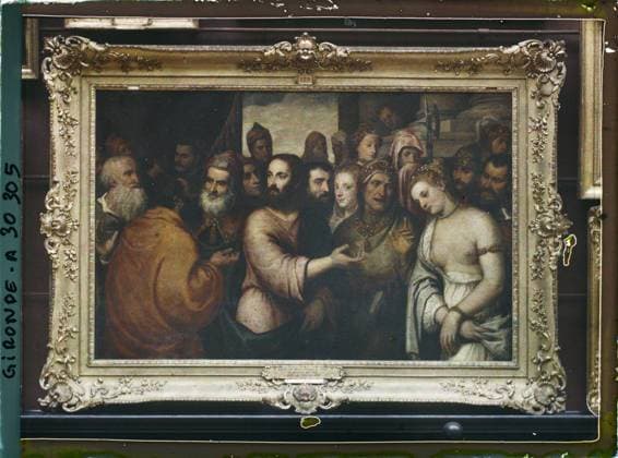 RECORD DATE NOT STATED Bordeaux, France The painting Christ and the adultery woman attributed to Tiziano Vecellio or Le Titien, Museum of Fine Arts , 1920-1921 - Charente, Gironde, Basse -PyrÃ nÃ es, Hautes PyrÃ nÃ es - Fernand Cuville (French - ï»¿Bordeaux , France Le tableau Â«Le Christ et la femme adultereÂ» attribuÃ Ã Tiziano Vecellio ou Le Titien , musÃ e des Beaux-Arts). Museum, Christianity, Painting, Religion , Art, France, Bordeaux, Museum: Jesus and Madeleine (Le Titien) Copyright: xpiemagsx AKahnlpie020223-23451 !ACHTUNG AUFNAHMEDATUM GESCHÄTZT!