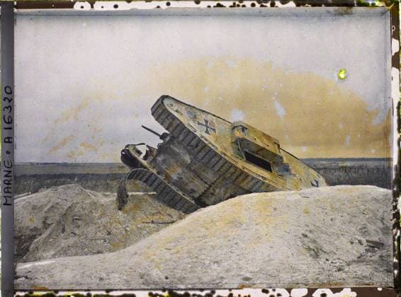 RECORD DATE NOT STATED Reims , Marne , Champagne , France , 1919 - Devastated regions, Marne, Aisne - Paul Castelnau - (February -March) (French - ï»¿Reims , Marne , Champagne , France). Car transport, tank, ruins, front, barbed wire, post-war period, Transport, First World War, France, German tank in French lines Copyright: xpiemagsx AKahnlpie020223-19407 !ACHTUNG AUFNAHMEDATUM GESCHÄTZT!