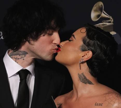 February 4, 2023, Los Angeles, California, USA: Jordan Lutes Jutes and Demi Lovato at the 65th Pre-Grammy Gala held at The Beverly Hilton in Beverly Hills California on Saturday February 4, 2023. BNS PI Los Angeles USA - ZUMAp124 20230204_zaa_p124_219 Copyright: xBURTxHARRISx