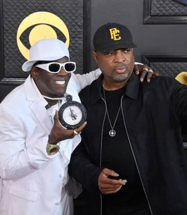 Flavor Flav and Chuck D attend the 65th annual Grammy Awards at the Crypto.com Arena in Los Angeles on Sunday, February 5, 2023.  LAP20230205523 JIMxRUYMEN