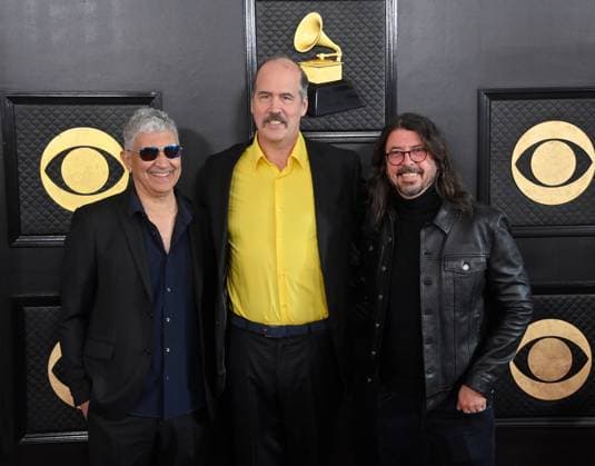 (L-R) Pat Smear, Krist Novoselic and David Grohl attend the 65th annual Grammy Awards at the Crypto.com Arena in Los Angeles on Sunday, February 5, 2023.  LAP2023020510 JIMxRUYMEN