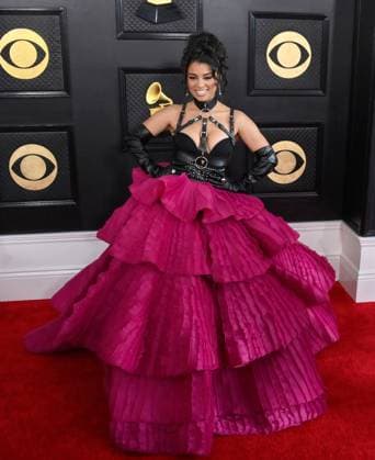 Hannah Monds attends the 65th annual Grammy Awards at the Crypto.com Arena in Los Angeles on Sunday, February 5, 2023.  LAP20230205600 JIMxRUYMEN