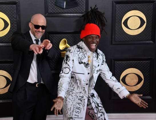 Bob Riddim and Blvk H3ro attend the 65th annual Grammy Awards at the Crypto.com Arena in Los Angeles on Sunday, February 5, 2023.  LAP20230205213 JIMxRUYMEN