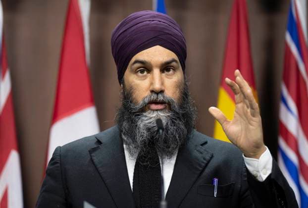 February 6, 2023, Ottawa, ON, Canada: New Democratic Party leader Jagmeet Singh delivers his remarks during a news conference, Monday, February 6, 2023 in Ottawa on Parliament Hill. Ottawa Canada  - ZUMAc35_ 20230206_zaf_c35_005 Copyright: xAdrianxWyldx