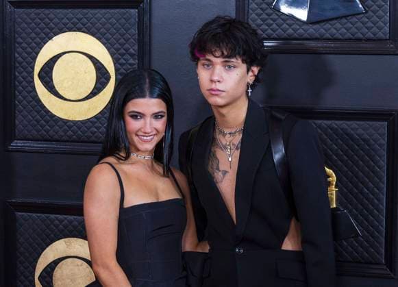 February 5, 2023, Los Angeles, California, USA: Charli D Amelio and Landon Barker (L-R) on the red carpet of the 65th Annual Grammy Awards held on Sunday February 5, 2023 at Crypto Arena in Los Angeles, California. PI Los Angeles USA - ZUMAp124 20230205_zaa_p124_318 Copyright: xJAVIERxROJASx