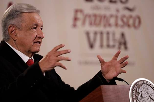 President of Mexico in press conference before reporters February 6, 2023, Mexico City, Mexico: Mexican President Andres Manuel Lopez Obrador at his daily morning conference before reporters at the National Palace in Mexico City, Mexico. on February 6, 2023 in Mexico City, Mexico (Photo by Luis Barron Eyepix Group). Copyright: xLuisxBarronx xEyepixxGroupx LB20230206_AMLO18