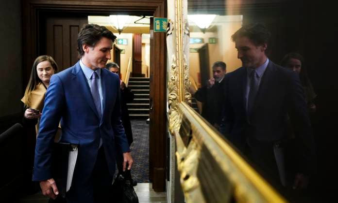February 6, 2023, Ottawa, ON, Canada: Prime Minister Justin Trudeau arrives at the House of Commons for question period on Parliament Hill in Ottawa on Monday, Feb. 6, 2023. Ottawa Canada  - ZUMAc35_ 20230206_zaf_c35_010 Copyright: xSeanxKilpatrickx