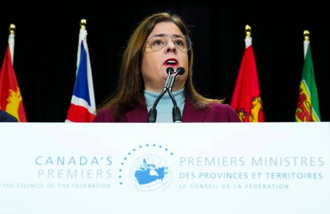 February 7, 2023, Ottawa, ON, Canada: Manitoba Premier Heather Stefanson holds a press conference as Canada s premiers meet in Ottawa on Tuesday, Feb. 7, 2023 in Ottawa. Ottawa Canada  - ZUMAc35_ 20230207_zaf_c35_033 Copyright: xSeanxKilpatrickx