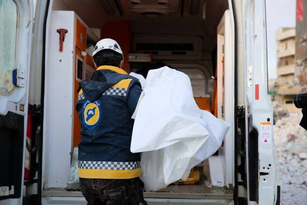 February 7, 2023, Sarmada, Idlib governorate, Syria: Idlib, Syria. 07 February 2023. Members of the Syrian Civil Defence undertake rescue operations in the city of Sarmada, in the Idlib governorate, in the aftermath of a major earthquake in the region. On Tuesday afternoon the number of victims in Sarmada reached 75 dead and more than 80 injured. The damage to road and infrastructures has added further complexity to the rescue operations and the delivery of aid to many areas affected by the earthquake in northwest Syria Sarmada Syria - ZUMAd99_ 20230207_zap_d99_088 Copyright: xJumaxMohammadx
