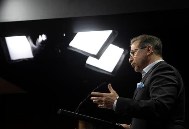 February 8, 2023, Ottawa, ON, Canada: Bloc leader Yves-Francois Blanchet speaks during a press conference on Parliament Hill, Wednesday, February 8, 2023 in Ottawa. Ottawa Canada  - ZUMAc35_ 20230208_zaf_c35_004 Copyright: xAdrianxWyldx