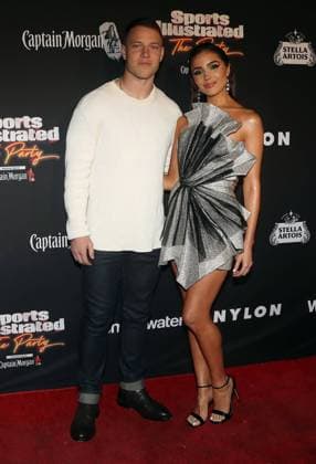 Olivia Culpo poses for a photo with Christian McCaffrey on the red carpet for the Sports Illustrated s The Party presented by Captain Morgan in Scottsdale, Arizona on Saturday, February 11, 2023.  PHX20230211107 AARONxJOSEFCZYK