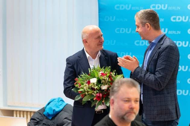 13.02.2023,Berlin,Deutschland,ein Tag nach der Wiederholung zur Wahl zum Abgeordnetenhaus von Berlin und zu den Bezirksverordnetenversammlungen.Tagung Landesvorstand der CDU Berlin - Kai Wegner sowie Stefan Evers *** 13 02 2023,Berlin,Germany,one day after the rerun for the election to the Berlin House of Representatives and district councils meeting state executive committee of the CDU Berlin Kai Wegner as well as Stefan Evers