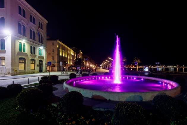 PXL_International Epilepsy Day Croatia Fountain lit up in purple on the occasion of the International Epilepsy Awareness Day , in Split, Croatia, on Feb 13, 2023. MiroslavxLelas PIXSELL