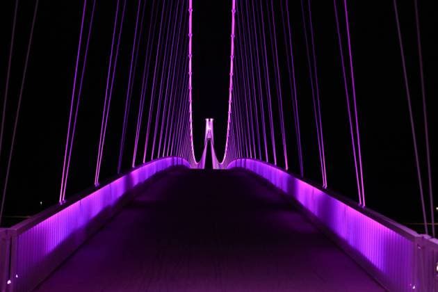 PXL_International Epilepsy Day Croatia The pedestrian bridge lit up in purple on the occasion of the International Epilepsy Awareness Day , in Osijek, Croatia, on Feb 13, 2023. DubravkaxPetric PIXSELL