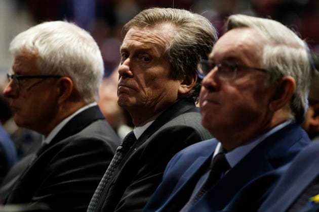 February 14, 2023, MISSISSAUGA, ON, CANADA: Toronto mayor John Tory attends the state funeral for former Mississauga mayor Hazel McCallion at the Paramount Fine Foods Centre in Mississauga, Ontario, Tuesday, Feb. 14, 2023. MISSISSAUGA CANADA  - ZUMAc35_ 20230214_zaf_c35_051 Copyright: xColexBurstonx