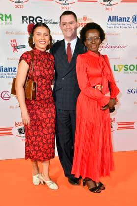 Rachel Hermlin, Andrej Hermlin und Joyce Hermlin bei der Verleihung des Askania Award 2023 im Capital Club im Hilton Hotel. Berlin, 14.02.2023
