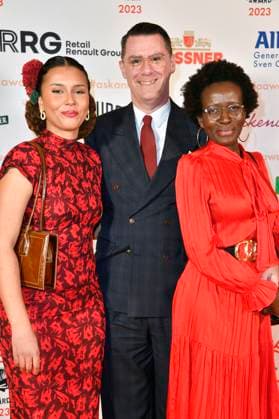 Rachel Hermlin, Andrej Hermlin und Joyce Hermlin bei der Verleihung des Askania Award 2023 im Capital Club im Hilton Hotel. Berlin, 14.02.2023