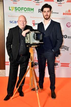 Chris Arend und Aaron J.J. Schmidt bei der Verleihung des Askania Award 2023 im Capital Club im Hilton Hotel. Berlin, 14.02.2023