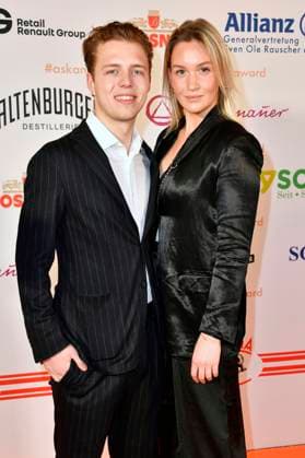Joel Beckenbauer mit Freundin Jessica Martl bei der Verleihung des Askania Award 2023 im Capital Club im Hilton Hotel. Berlin, 14.02.2023