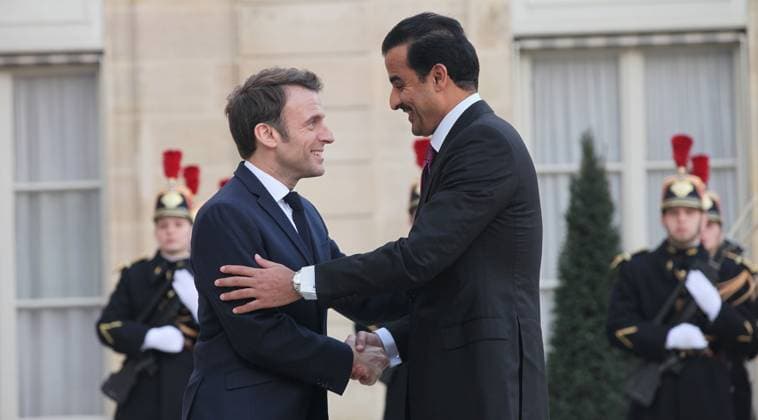 News Themen der Woche KW07 News Bilder des Tages Paris, Emmanuel Macron empfängt Tamim bin Hamad al-Thani Le President Francais Emmanuel Macron recoit l emir du Qatar Tamim bin Hamad al-Thani au Palais de l Elysee NEWS: Macron recoit Hamad al-Thani - Paris - 15 02 2023 JonathanRebboah Panoramic  PESRK24022012