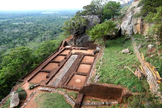 Sri Lanka, officially the Democratic Socialist Republic of Sri Lanka and formerly Ceylon. On the photo: Sigiriya or Sinhagiri , Lion Rock is an ancient rock fortress located in the northern Matale District near the town of Dambulla in the Central Province, Sri Lanka. The name refers to a site of historical and archaeological significance that is dominated by a massive column of rock nearly 200 metres (660 ft) high. *** Sri Lanka, officially the Democratic Socialist Republic of Sri Lanka and formerly Ceylon On the photo Sigiriya or Sinhagiri , Lion Rock is an ancient rock fortress located in the northern Matale District near the town of Dambulla in the Central Province, Sri Lanka The name refers to a site of historical and archaeological si  LKA - Sigiriya 028.JPG