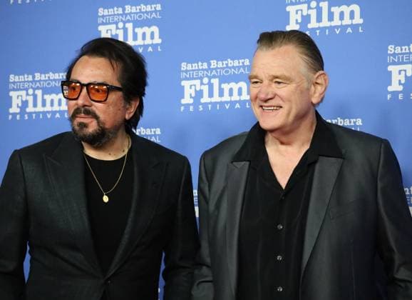 February 16, 2023, Santa Barbara, California, U.S: Brendan Gleeson (right) and Roger During, arrives on the Red Carpet at the Santa Barbara International Film Festival, February 16, 2023, at the historic Arlington Theater in Santa Barbara. ..Brendan Gleeson, along with co-star Colin Farrell, is about to be honored with the Cinema Vanguard Award for their performances in Banshees of insherin by Martin McDonaghÃ¢â‚¬ Not in photo. Santa Barbara U.S. - ZUMAk144 20230216_znp_k144_111 Copyright: xAmyxKatzx