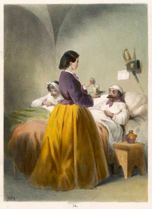 Florence Nightingale - Scutari FLORENCE NIGHTINGALE In Scutari, Florence Nightingale attends a patient. Date: 1820 - 1910  Copyright: Copyrightx(c)Geminix2023.xCredit:xGemini 12004442