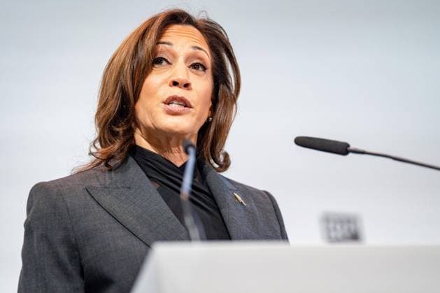 US Vice President Kamala Harris speaks during the 2023 Munich Security Conference (MSC) in Munich, southern Germany, on Saturday, February 18, 2023. The Munich Security Conference running from February 17 to 19, 2023 brings world leaders together ahead of the first anniversary of Russia s invasion of Ukraine as Kyiv steps up pleas for more weapons.  GRM2023021828 MarcxMuellerxMSC