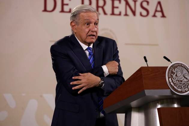 President of Mexico at a press conference at the National Palace February 20, 2023, Mexico City, Mexico: Mexican President Andres Manuel Lopez Obrador at the daily morning press conference at the National Palace in Mexico City. on February 20, 2023 in Mexico City, Mexico (Photo by Luis Barron Eyepix Group). Copyright: x<author >x xEyepixxGroupx LB20230220_AMLO_MX39