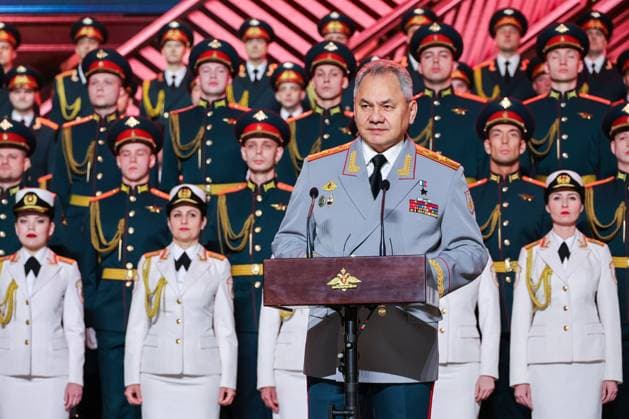 News Themen der Woche KW08 News Bilder des Tages RUSSIA, MOSCOW - FEBRUARY 23, 2023: Russia s Defence Minister Sergei Shoigu addresses Russian citizens during a concert at the Central Academic Theatre of the Russian Army on Defender of the Fatherland Day. Vadim Savitsky Russian Defence Ministry TASS  57519838