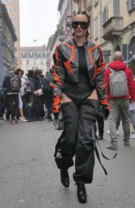 Parade of guests, fashion bloggers with very original and extravagant outfits through the streets of Milan  Copyright: xLucaxPontix xipa-agency.netx xx IPA_IPA36313214