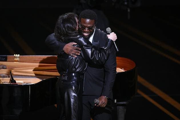 Performance de Charlotte Gainsbourg au piano avec le rappeur Dinos CELEBRITES : 48e Ceremonie des Cesar - 24 02 2023 JBAutissier Panoramic 