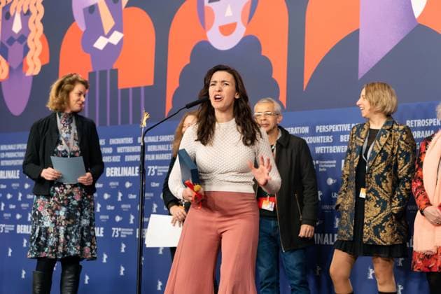 25.02.2023,Berlin,Deutschland,73.Internationalen Filmfestspiele Berlin.Die Gewinner der unabhängigen Jurys.Den Hauptpreis der Ökumenischen Jury erhält Lila AvilÃ s für ihren Film Totem