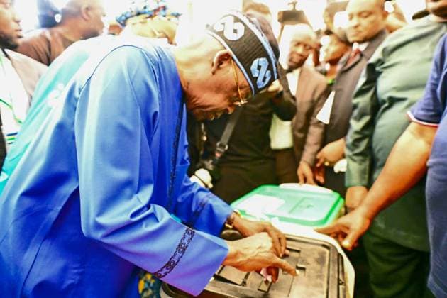 RECORD DATE NOT STATED LAGOS, NIGERIA - FEBRUARY 25: Presidential Candidate, Bola Ahmed Tinubu during the Nigeria Election 2023 in Lagos on February 25th, 2023 in Lagos, Nigeria. Photo by Shengolpixs Copyright: xx