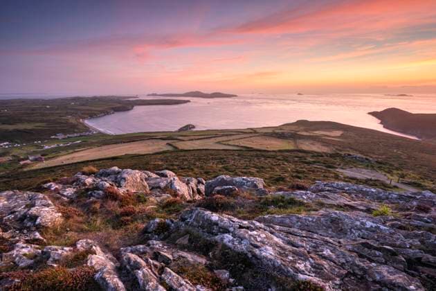 Sunset over Whitesands Bay from Carn Llidi in Pembrokeshire. Copyright: xLoopxImages MarkxBauerx MBR03822030