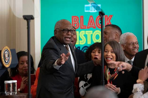 February 27, 2023, Washington, District of Columbia, USA: United States House Assistant Democratic Leader James Clyburn (Democrat of South Carolina) attends a reception celebrating Black History Month at The White House in Washington, DC, on February 27, 2023 Washington USA - ZUMAs152 20230227_zaa_s152_036 Copyright: xChrisxKleponisx