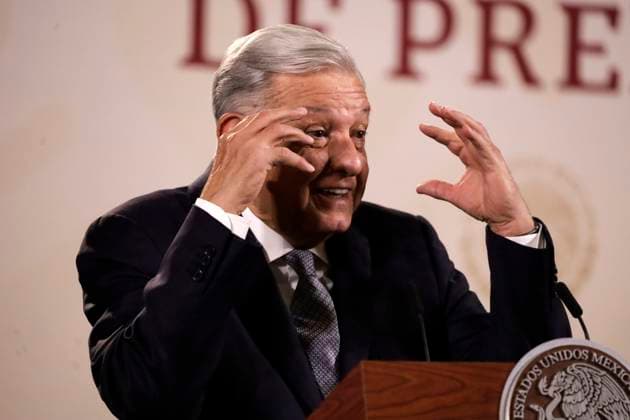 Tesla plant will be installed in Mexico: President of Mexico February 28, 2023, Mexico City, Mexico: The President of Mexico, Andres Manuel Lopez Obrador confirms the installation of the Tesla automotive assembly plant in Mexico, at a press conference at the National Palace in Mexico City. on February 28, 2023 in Mexico City, Mexico (Photo by Luis Barron Eyepix Group). Copyright: xLuisxBarronx xEyepixxGroupx LB20230228_AMLO_TESLA19