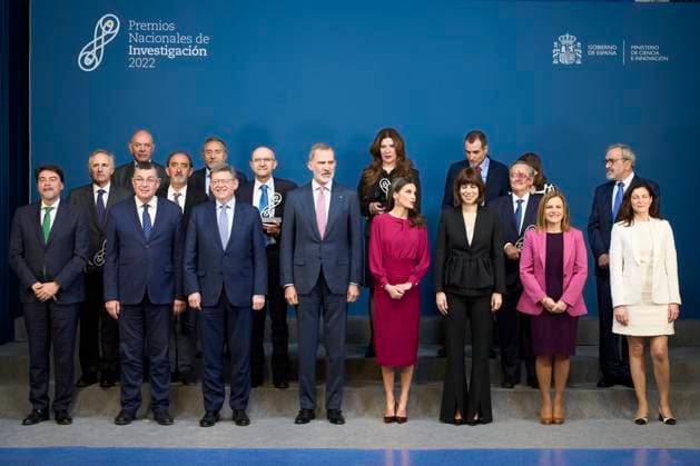 01-03-2023 Alicante Queen Letizia and King Felipe with Diana Morant and Mariano Barbacid, Arkaitz Carracedo, Inigo Javier Losada Rodriguez, Matilde Ucelay, Daniel Innerarity Grau, Jovenes Maria Moliner, Miguel Angel Martinez-Gonzalez, Jovenes Gabriela Morreale, Alejandro Malaspina, Manuel Delgado Baquerizo, Jose Cernicharo Quintanilla, Felisa Martin Bravo, Enrique Moles, Maria Teresa Toral, Juan de la Cierva, Angela Ruiz, Julio Rey Pastro, Carlos Gomez Rodriguez, Clara Campoamor, Patrizia Rinaldi attend the national research awards for youth 2022 at the Mediterranean house in Alicante. No Spain  Copyright: xPPEx