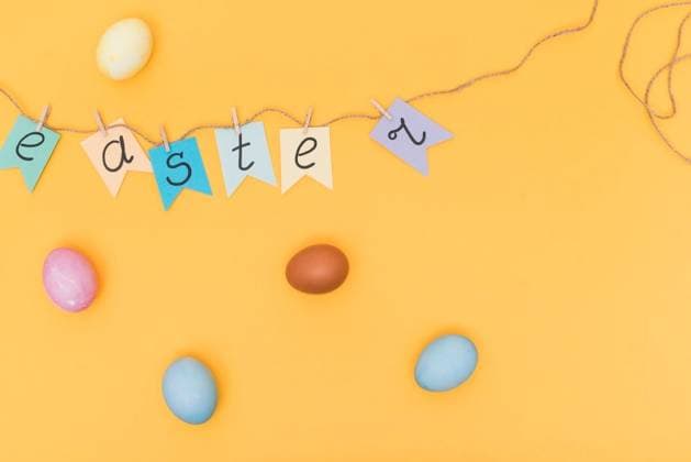 RECORD DATE NOT STATED easter inscription pennants with eggs; Ostern Aufschrift pennants mit Eier IST_35069_30037